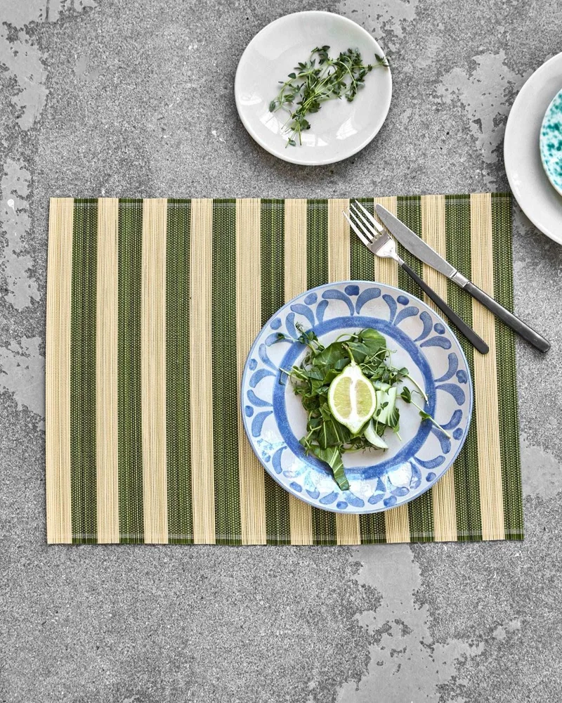 Placemat Rayas groen - 4 stuks by House Doctor in [gid://shopify/Metaobject/303100625231,gid://shopify/Metaobject/307234865487] – product photo