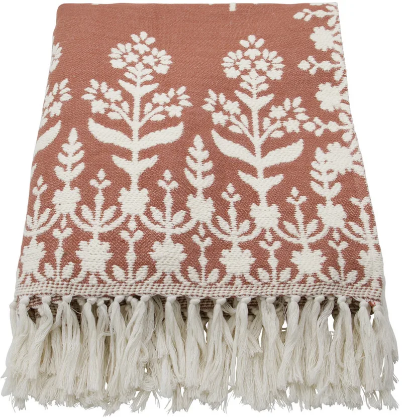 plaid Mazzo terracotta 140x200cm katoen från House Doctor i Oudroze, Terracotta – produktbild