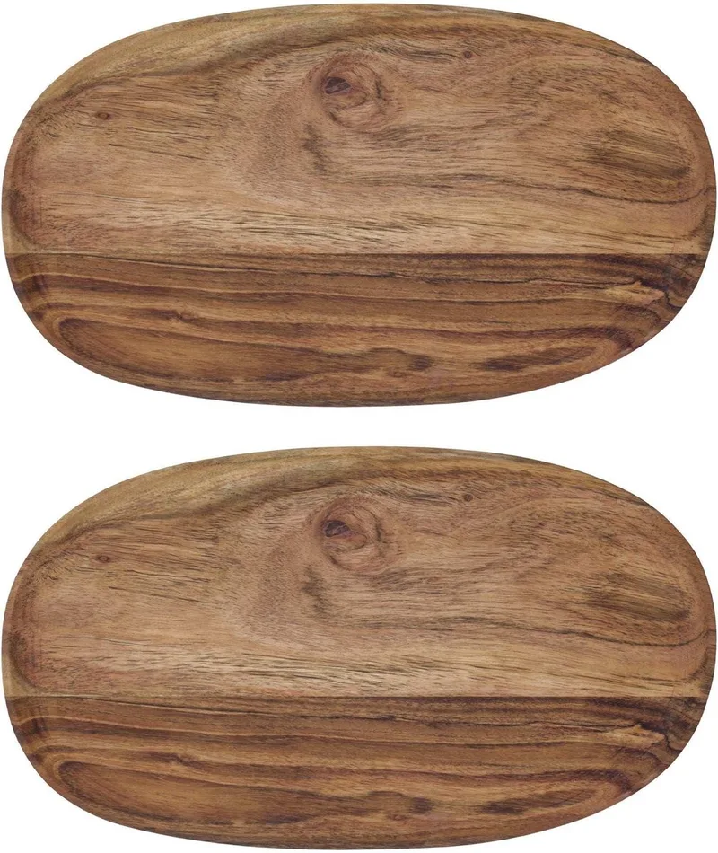 Schalen wood naturel 19x33cm - 2 stuks by House Doctor in [gid://shopify/Metaobject/307221758287] – product photo