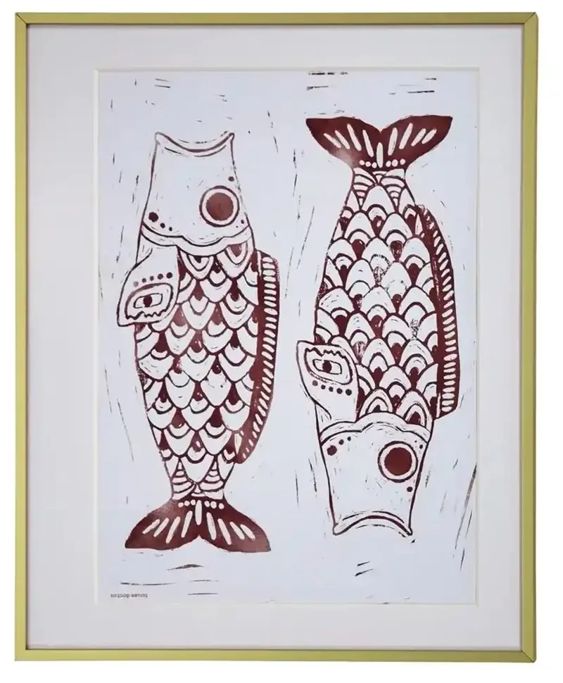 Schilderij Fish Bordeaux 40 x 50 cm by House Doctor in [gid://shopify/Metaobject/307232833871,gid://shopify/Metaobject/320167379279] – product photo
