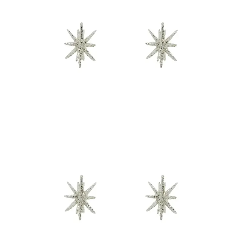 Spike Weihnachtsbaumstern Ø7,5 cm 4er-Pack Silber-Messing-Glitzer de House Doctor – photo du produit