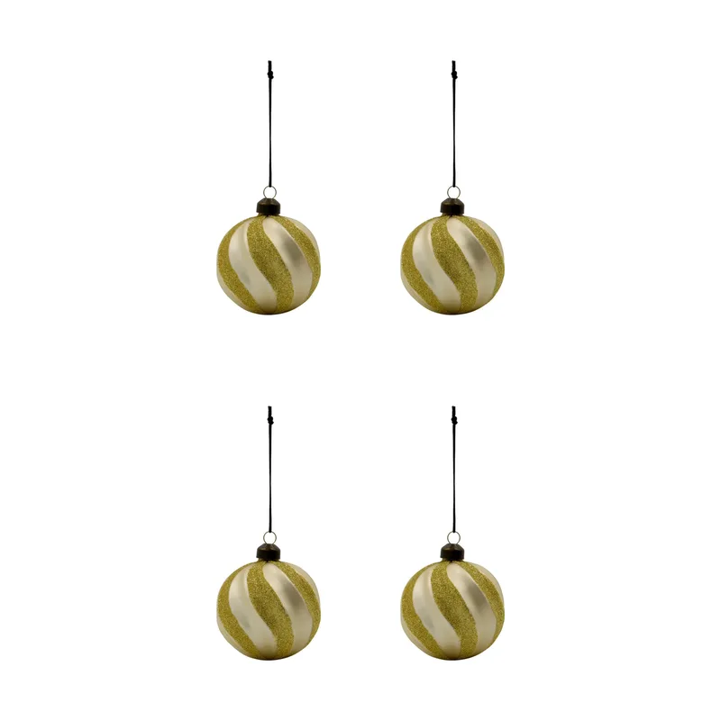 Swirl Christbaumkugel 4er Pack Champagne-Gold by House Doctor – product photo