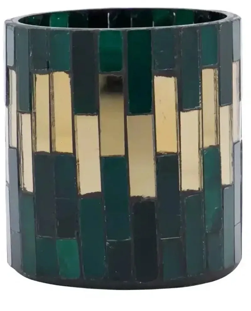 Theelichthouder Shine groen glasmozaïek 8cm van House Doctor in [gid://shopify/Metaobject/303100625231] – productfoto