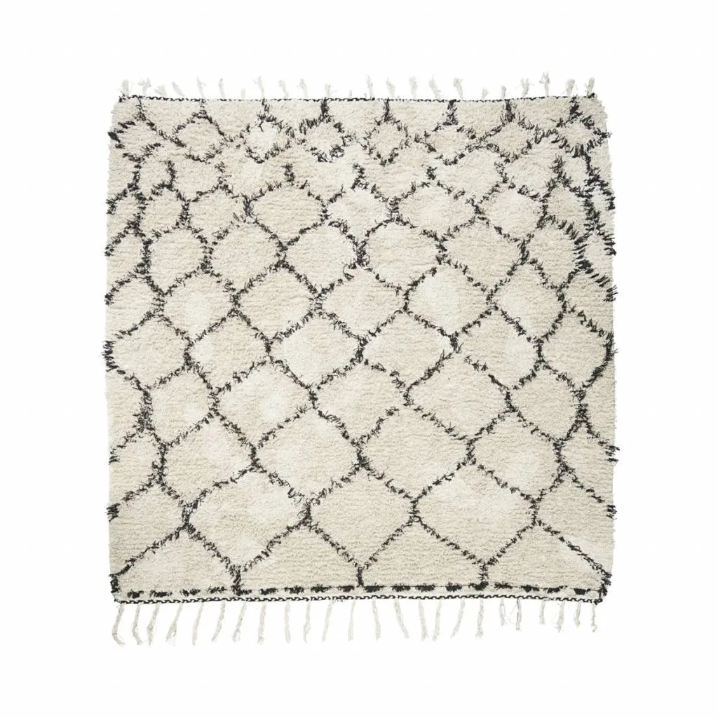 Zena vloerkleed 180x180 cm katoen wit en zwart van House Doctor – productfoto