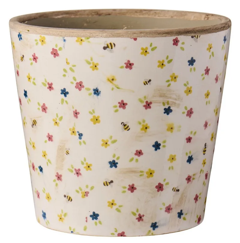 Blumentopf Ib Laursen - Blumentopf Übertopf Blumenübertopf Keramik Blumenmuster by Ib Laursen in Bunt – product photo