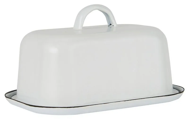Butterdose Butterdose Butterglocke Butterschale Emaille Weiß 0411-11, (2-tlg) från Ib Laursen – produktbild
