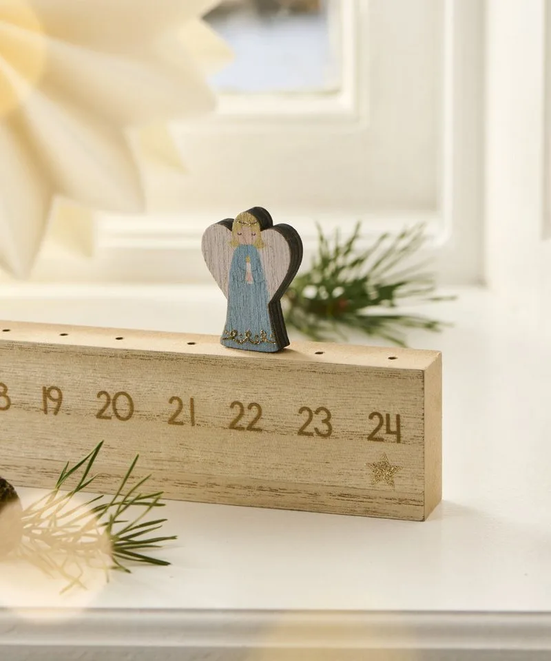 Christbaumschmuck Ib Laursen - Adventskalender Weihnachtskalender Engel L50cm Holz van Ib Laursen – productfoto 3 van 4