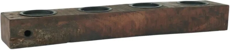 Houten Kandelaar voor 4 Blokkaarsen - Uniek by Ib Laursen in Donkerbruin – product photo