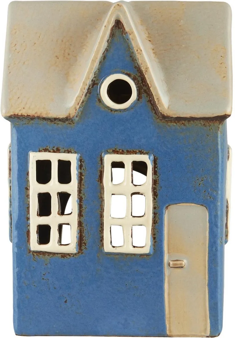 Keramieken Huisje Nyhavn - waxinelichthouder - 27638-13 van Ib Laursen in Blauw – productfoto