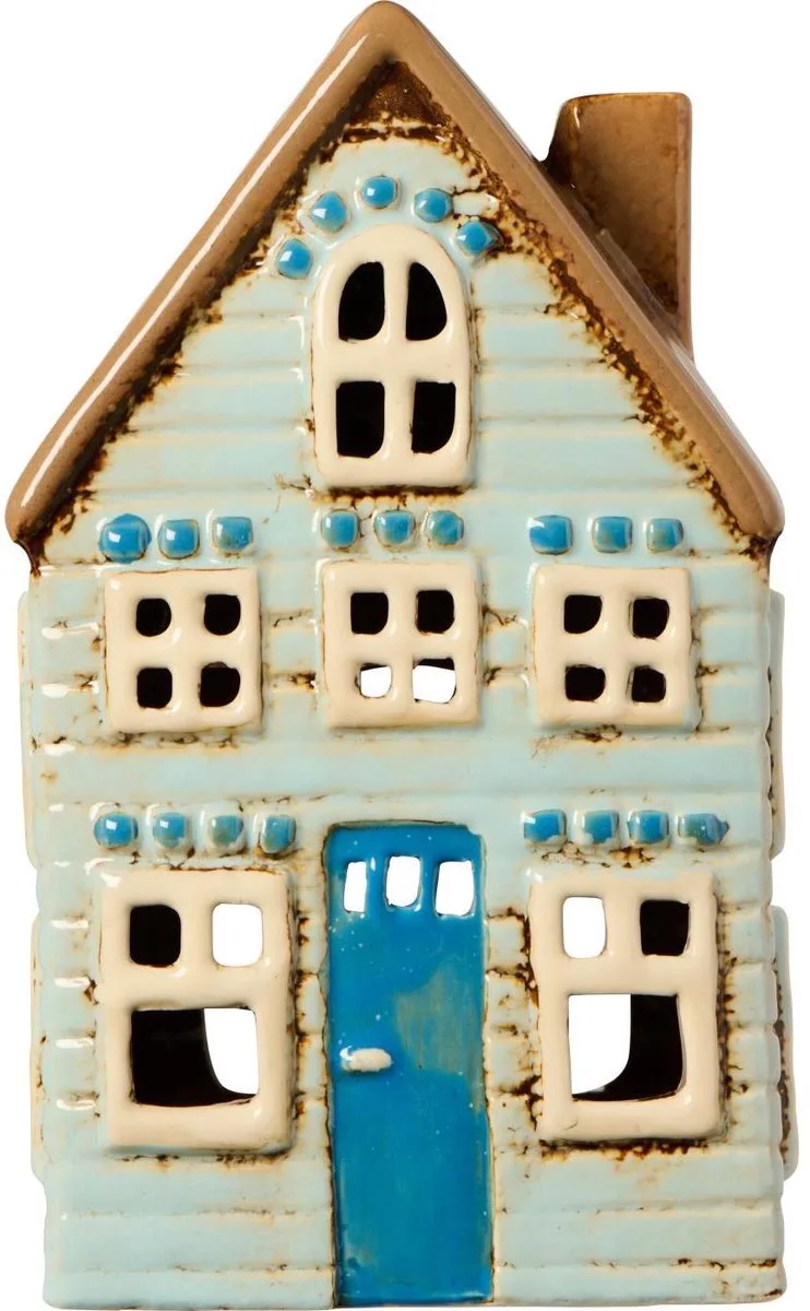Keramieken Huisje - Visby - Lichtblauw chalet - Waxinelichthouder van Ib Laursen in Blauw – productfoto