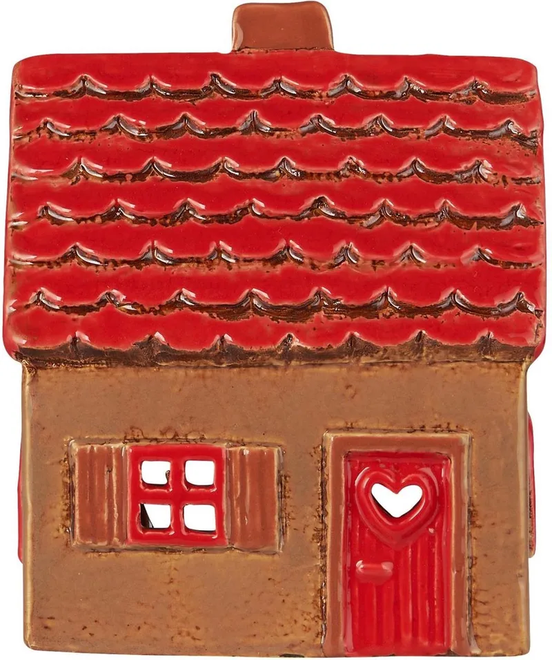 keramieken huisje - waxinelichthouder - rood/bruin kerst van Ib Laursen in Rood – productfoto