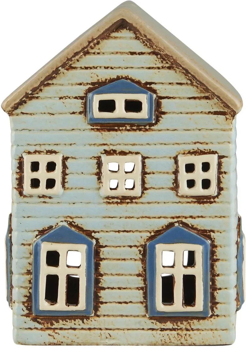 Keramieken Huisje - waxinelichthouder - Thorshavn serie van Ib Laursen in Lichtblauw – productfoto