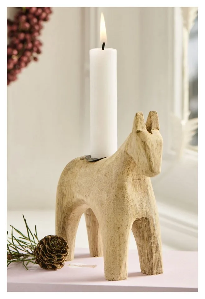 Kerzenhalter Ib Laursen - Kerzenhalter Kerzenständer Unika Pferd Holz Natur by Ib Laursen – product photo