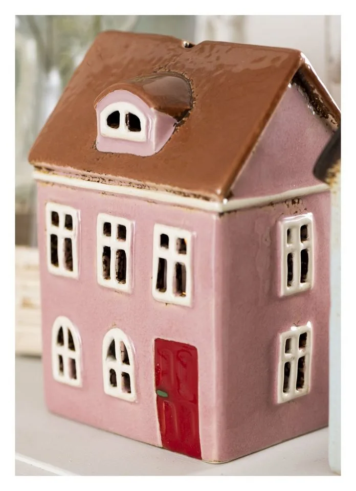 Kerzenhalter Lichterhaus Teelichthalter Teelichthaus Windlicht Haus H15cm Ib by Ib Laursen in Rosa – product photo