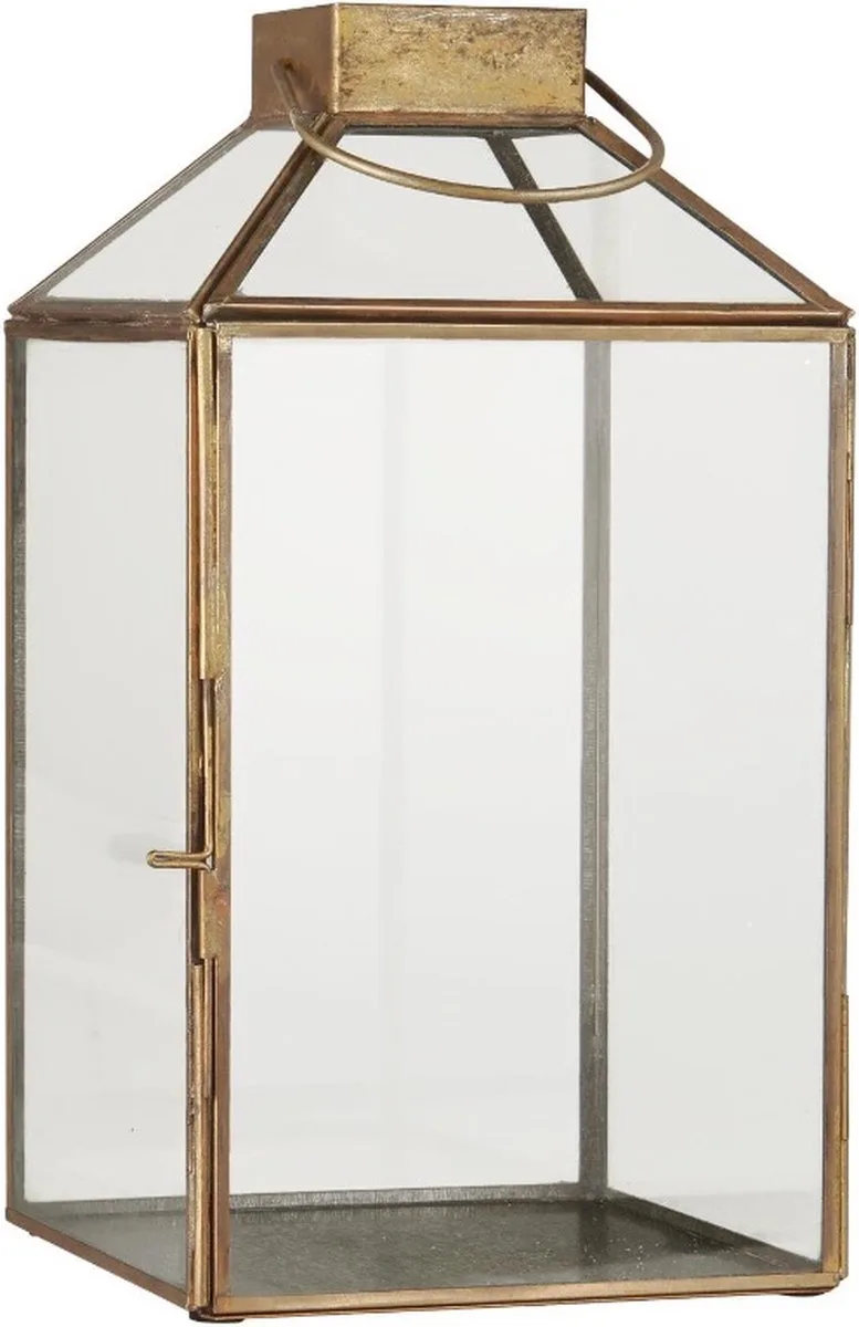 Lantaarn & Glas 30.5 x 16 x 16 cm fra Ib Laursen i Messing – produktbillede