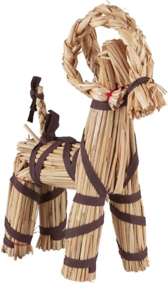 Traditioneel Scandinavische 'Christmas goat' met donkerbruine linten 30cm hoog by Ib Laursen in Bruin – product photo