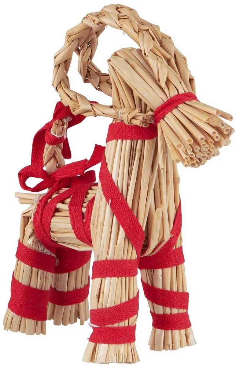 Traditioneel Scandinavische 'Christmas goat' met rode linten 21,5cm hoog by Ib Laursen in Rood – product photo
