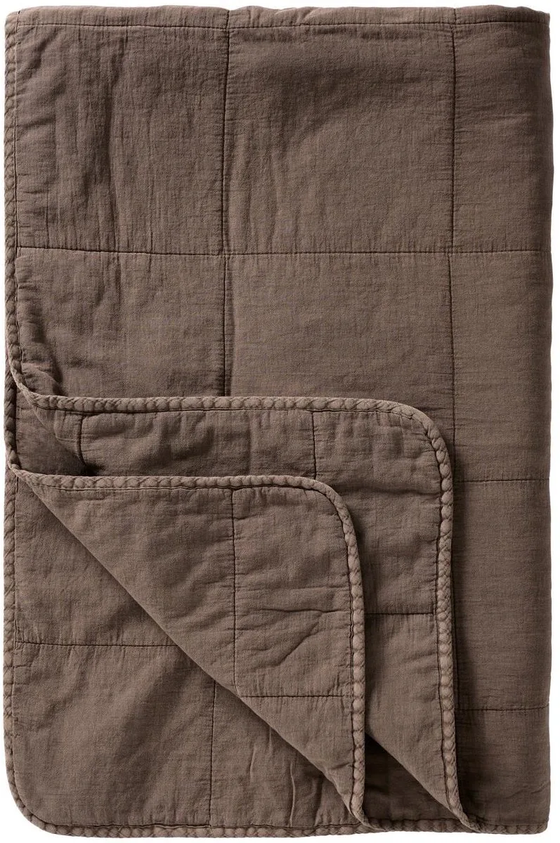 Vintage Quilt / Bedsprei - Soil (Donkerbruin/grijs) - 180x130 cm van Ib Laursen in Bruin – productfoto