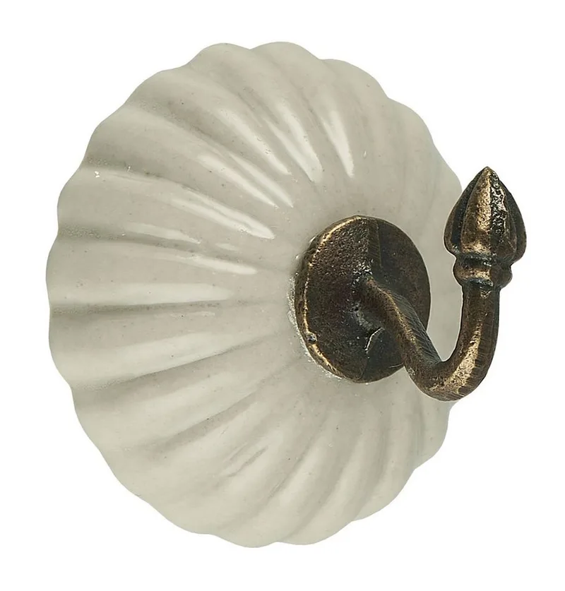 Wandhaken Wandhaken Kleiderhaken Handtuchhaken Keramik Creme Messing Ib Laursen by Ib Laursen – product photo 1 of 3