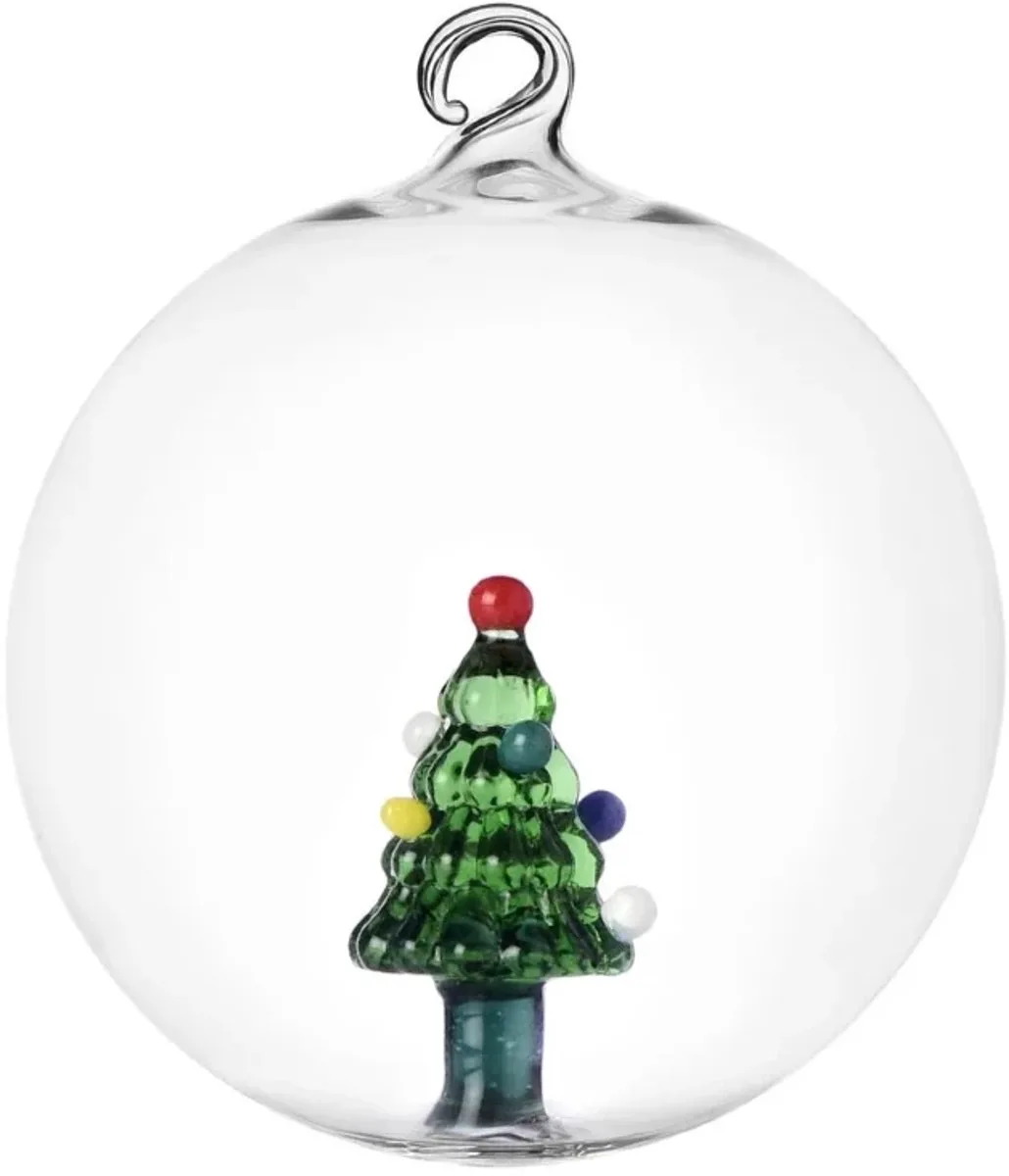 Handgjord Prydnads Glaskula Christmas Tales med Julgransfigur från Ichendorf i Grön – produktbild