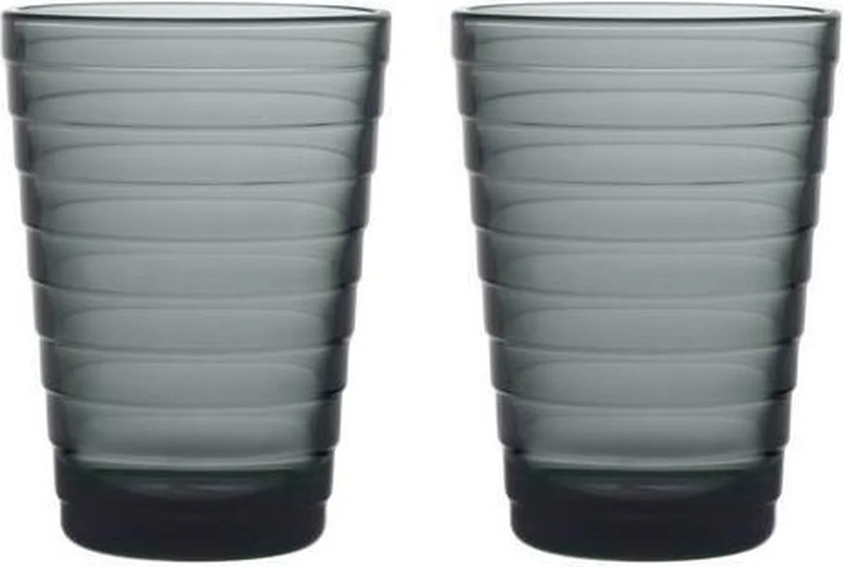 Aino Aalto - Tumbler Glazen Set - Waterglas - Vaatwasserbestendig - Donkergrijs - 33 cl - 2 Stuks de Iittala en Donker Grijs – photo du produit