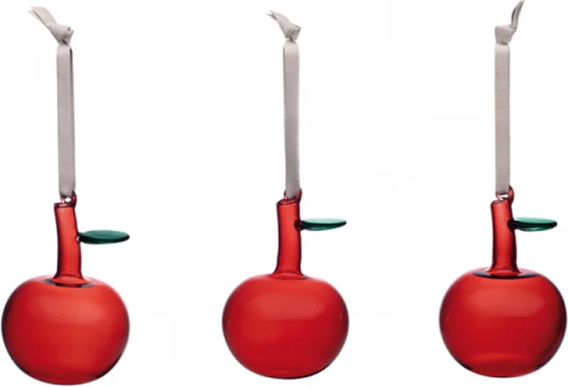 Glazen appel set van 3 van Iittala in Rood – productfoto