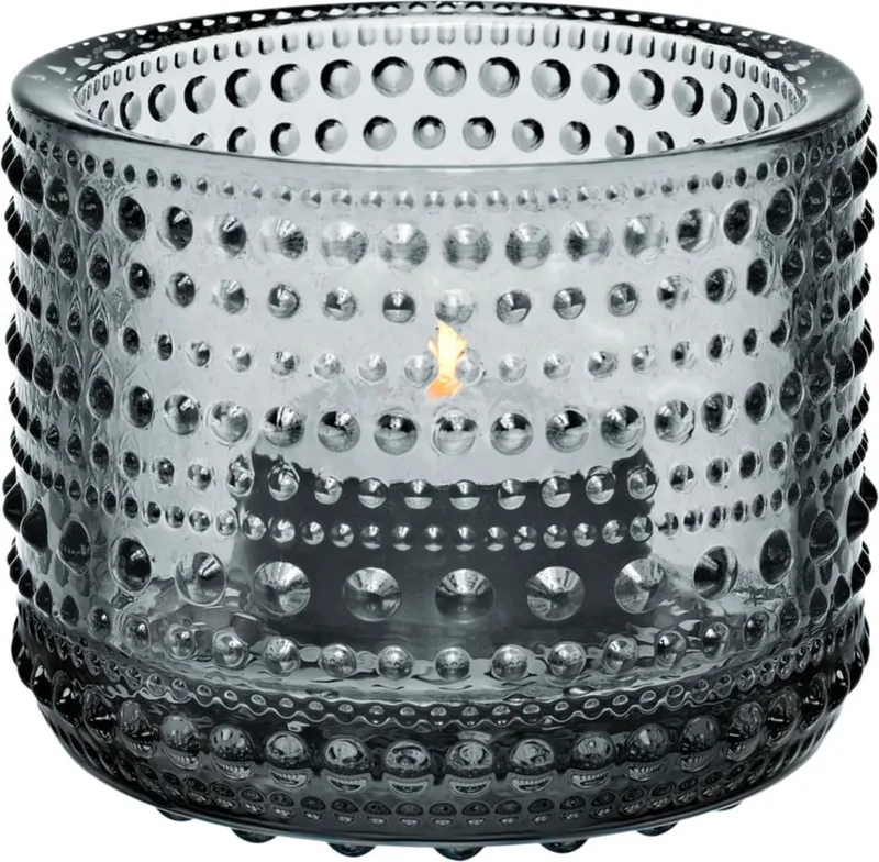 Kastehelmi Theelichthouder / Kaarshouder / Waxinelichthouder Glas - Sfeerlicht - 64mm - 1 Stuk de Iittala en Grijs – photo du produit