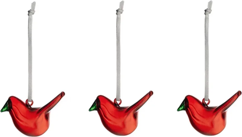 Oiva Toikka Glazen mini vogel set van 3 by Iittala in Rood – product photo