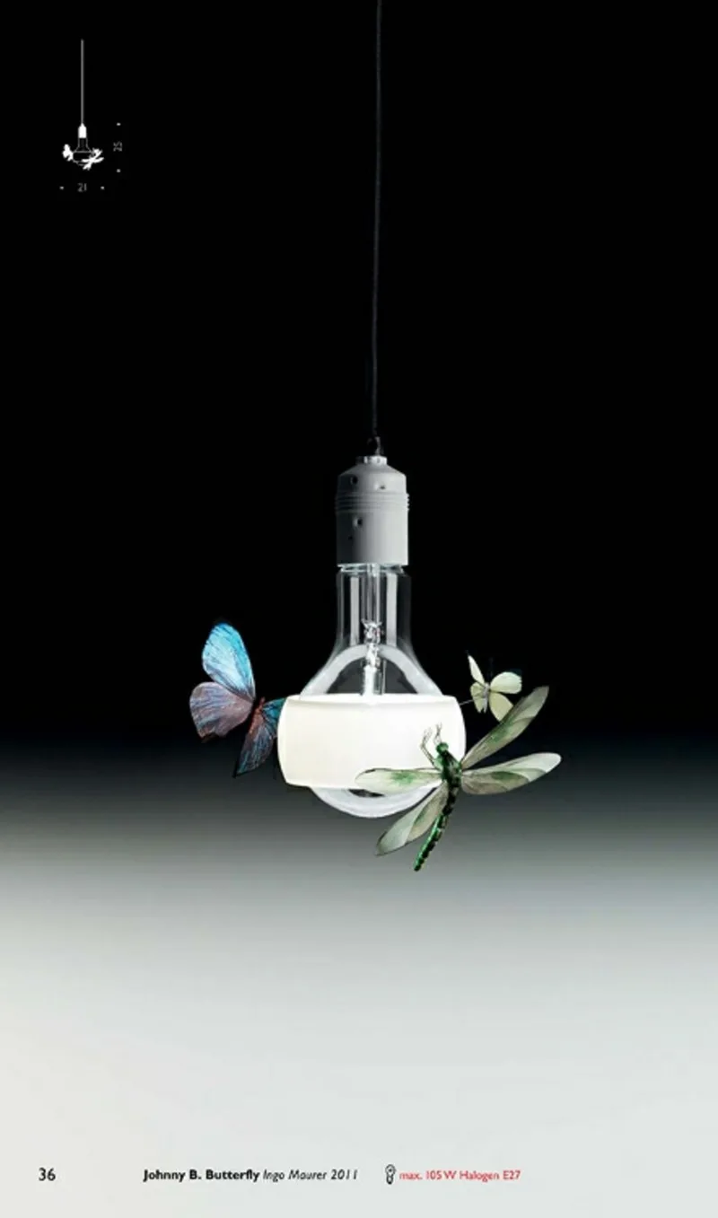 Johnny B. Butterfly Hanglamp 170cm White - Ingo Maurer - Woonkamer - Glas von Ingo Maurer – Produktfoto