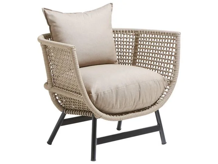 Loungesessel, Schwarz, Taupe, Kunststoff, Rundrohr, 90x75x70 cm, Stoffauswahl, Loungemöbel, Loungesessel von Jan Kurtz – Produktfoto