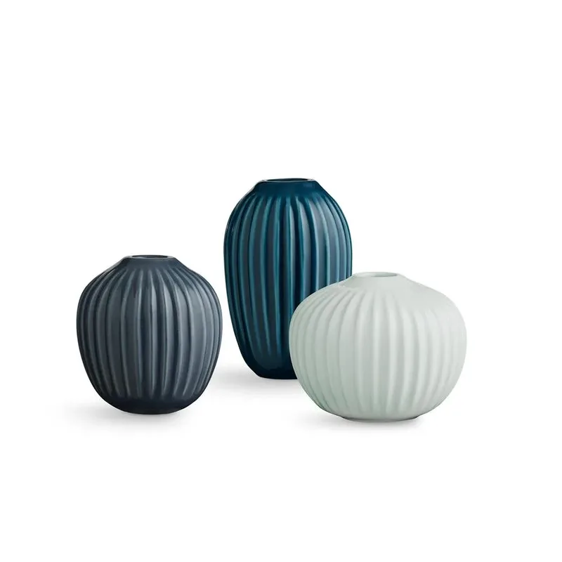 Hammershøi Miniaturvase 3er Set Minzgrün-blau-anthrazitgrau by Kähler – product photo