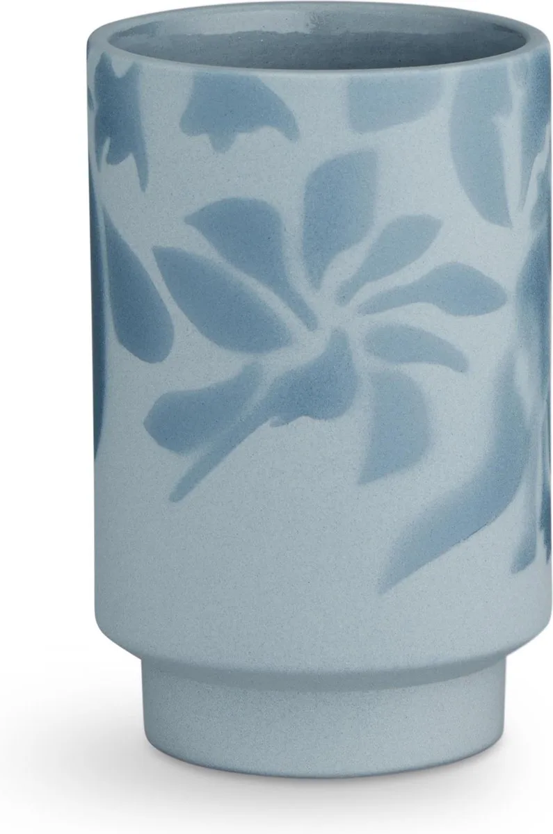 Kabell Vaas - Bloem motief - Hoogte 12,5 cm - Licht von Kähler in Blauw – Produktfoto