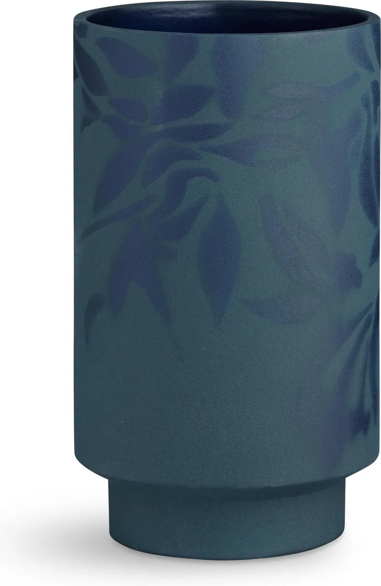 Kabell Vaas - Bloem motief - Hoogte 19 cm - Indigo de Kähler en Blauw – photo du produit