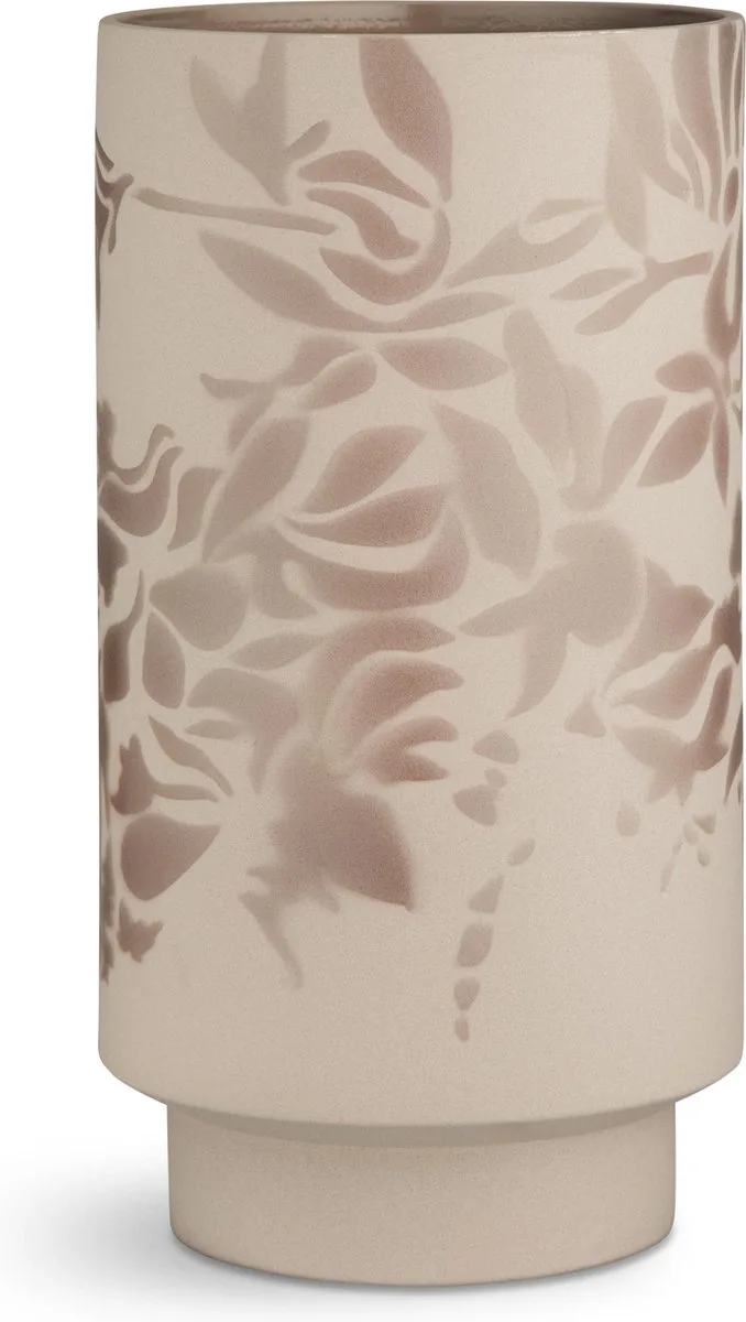 Kabell Vaas - Bloem motief - Hoogte 26,5 cm - Zand/Oud Rose von Kähler in Roze – Produktfoto