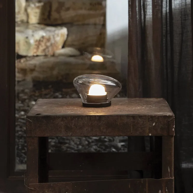 Agua LED tafellamp Ø13cm glas helder van Karman in Zwart, Helder – productfoto