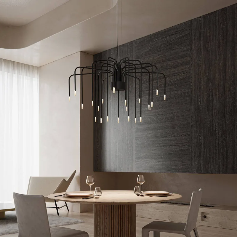 LED hanglamp BOOM, zwart, metaal, Ø 90 cm 22-lichts. by Karman in Zwart mat – product photo 2 of 5