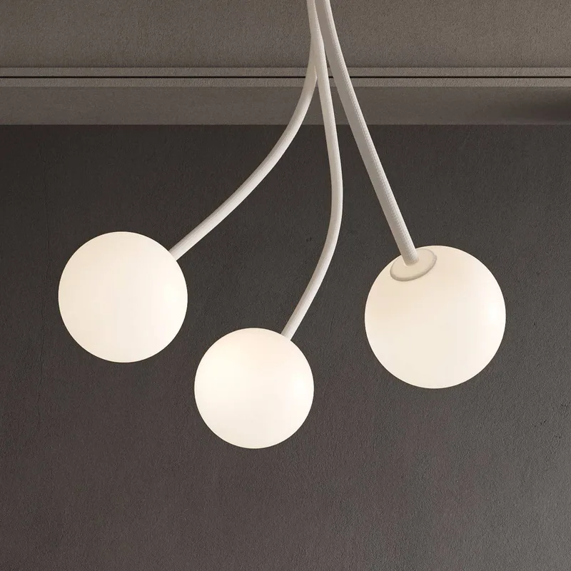 plafondlamp Moony, 3-lamps, hoogte 150 cm, glas by Karman in White – product photo