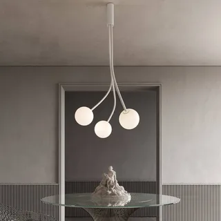 plafondlamp Moony, 3-lamps, hoogte 150 cm, glas by Karman in White – product photo 2 of 2