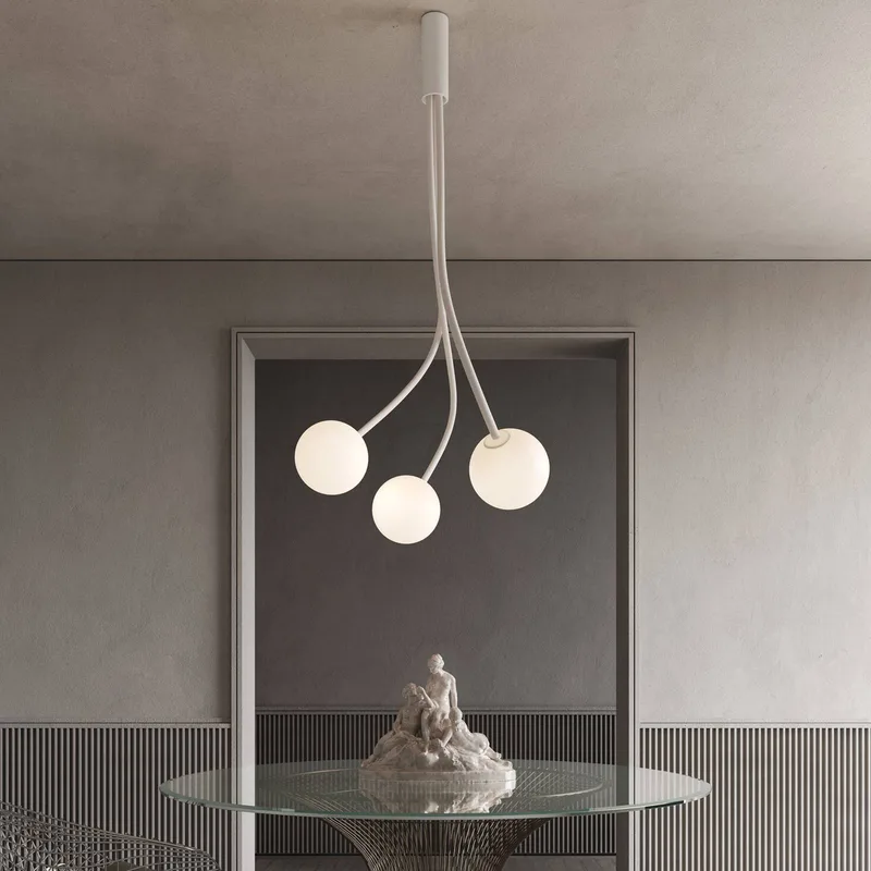 plafondlamp Moony, 3-lamps, hoogte 150 cm, glas by Karman in White – product photo 2 of 2