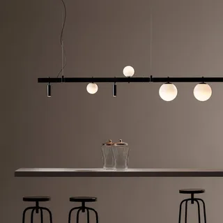 Stant LED hanglamp balken zwart de Karman en Mat zwart, Wit frosted – photo du produit 1 sur 2