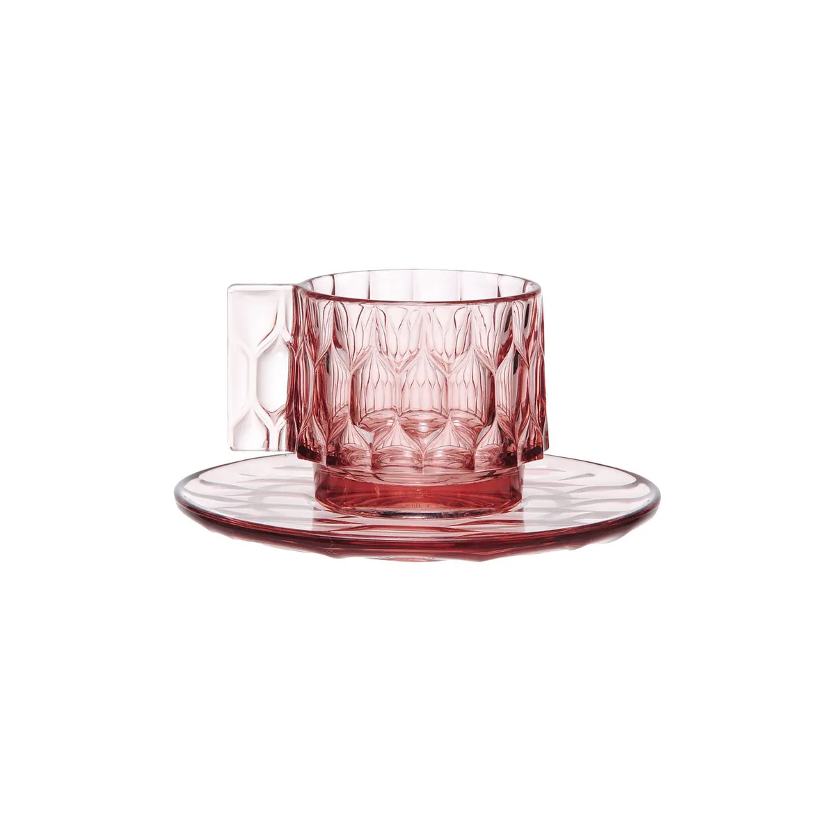 Set aus Tasse und Untertasse Jellies Family - Rosa - Thermoplastisches Polykarbonat - Designer Patricia Urquiola von Kartell – Produktfoto