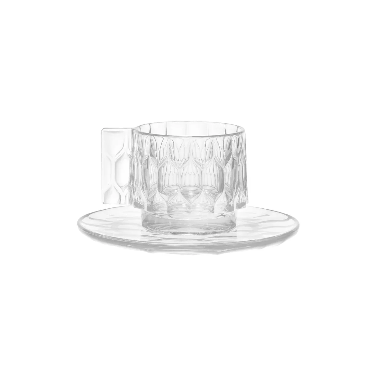 Set aus Tasse und Untertasse Jellies Family - Transparent - Thermoplastisches Polykarbonat - Designer Patricia Urquiola von Kartell – Produktfoto