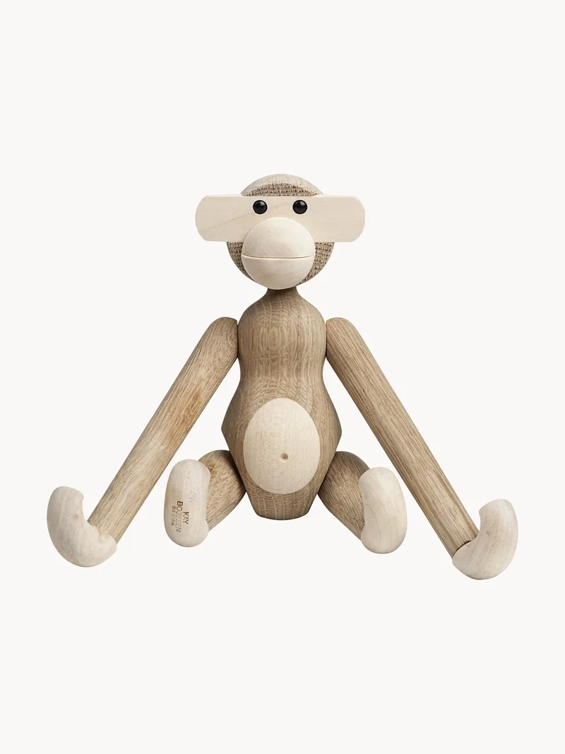 Handgemaakt decoratief object Monkey van eikenhout, H 19 cm by Kay Bojesen – product photo