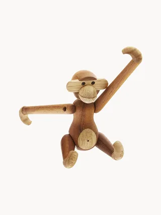 Handgemaakt decoratief object Monkey van teakhout, H 10 cm fra Kay Bojesen – produktbillede 1 af 5