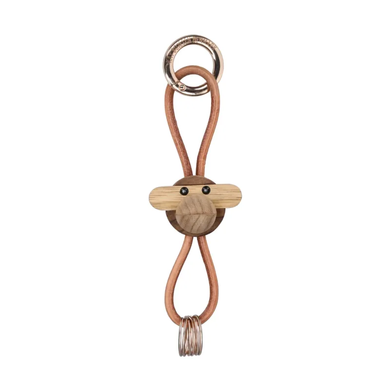 Kay Bojesen Affe Schlüsselanhänger Teak-Limbaholz, Naturleder by Kay Bojesen – product photo
