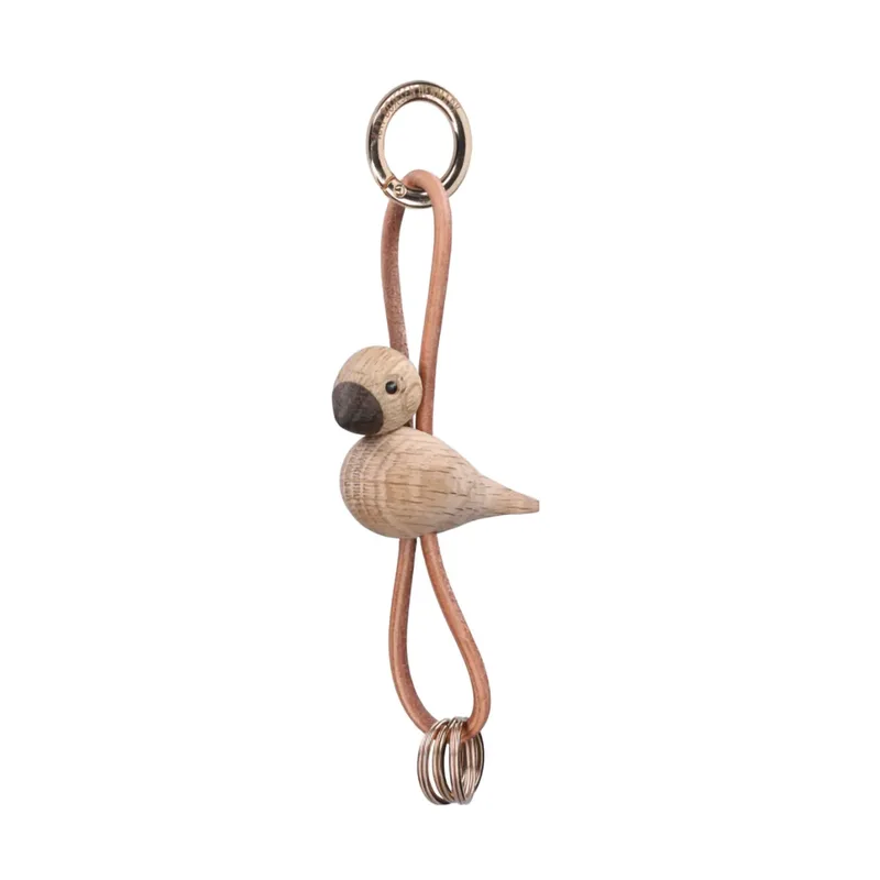 Kay Bojesen Vogel Schlüsselanhänger Eiche, Naturleder by Kay Bojesen – product photo