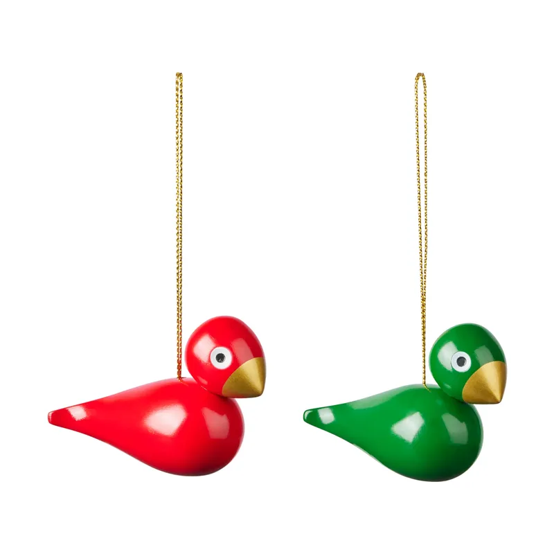 Kay Bojesen Weihnachtsvögel Weihnachtshänger 2-teilig Rot-grün by Kay Bojesen – product photo