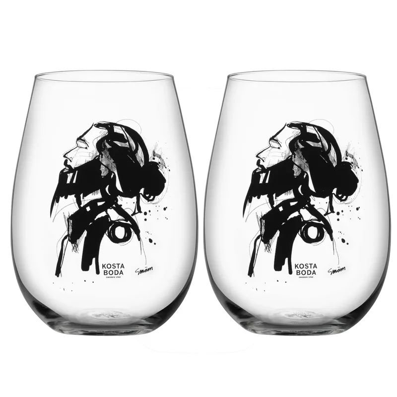 All about you Glas 57 cl 2er Pack Love him (grau) fra Kosta Boda – produktbillede