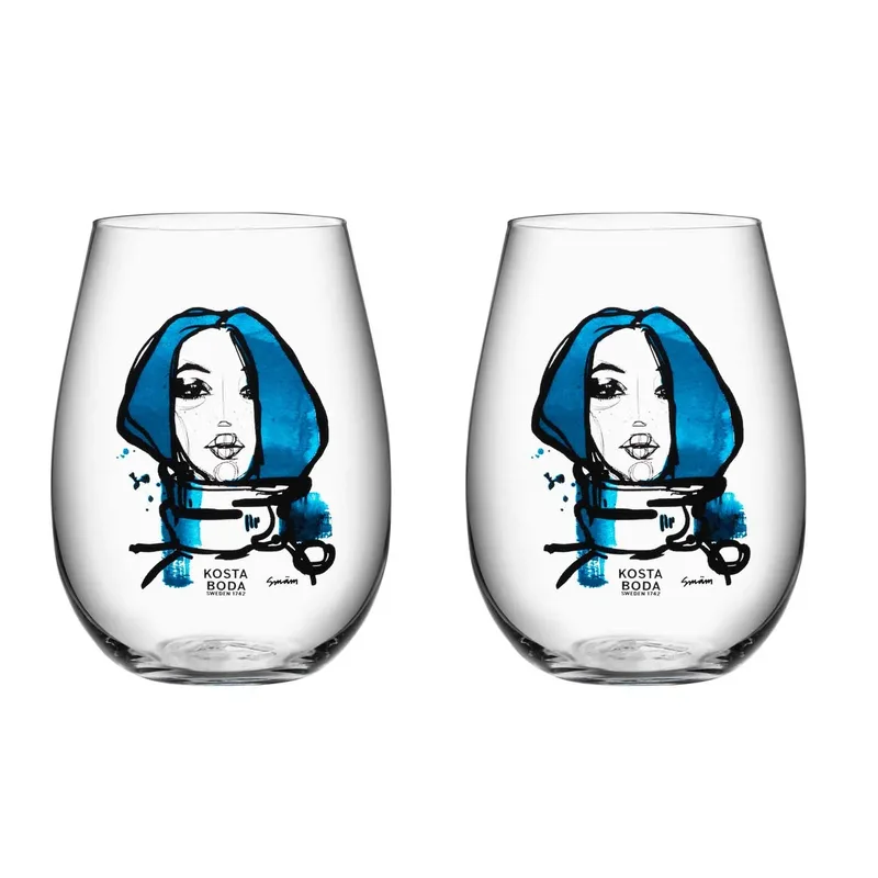 All about you Glas 57 cl 2er Pack Miss you (blau) de Kosta Boda – photo du produit