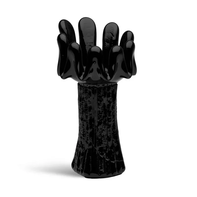Sonnenblumen Windlicht 18 cm Schwarz by Kosta Boda – product photo